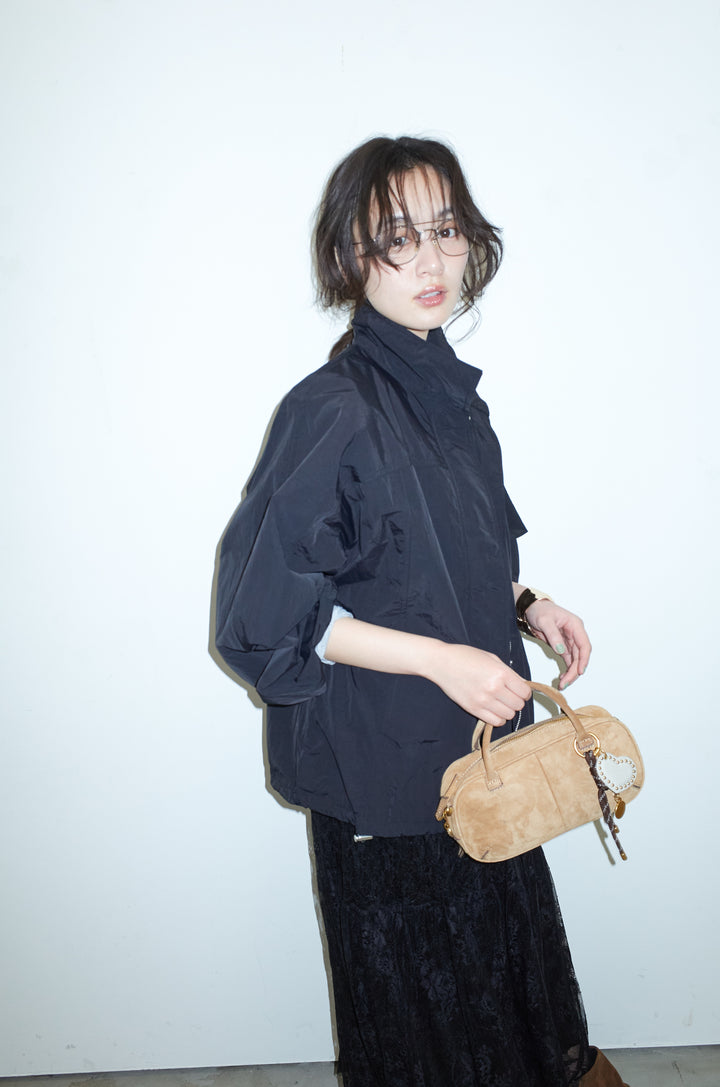 [予約/SET]ナイロンタフタスタンドカラーブルゾン+シアーラグランPO+レース 切替ロングスカート(3set)