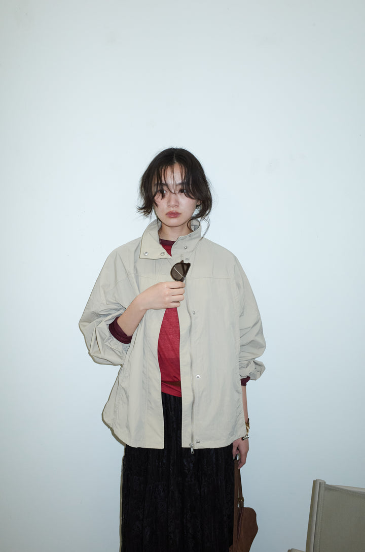 [予約/SET]ナイロンタフタスタンドカラーブルゾン+シアーラグランPO+レース 切替ロングスカート(3set)