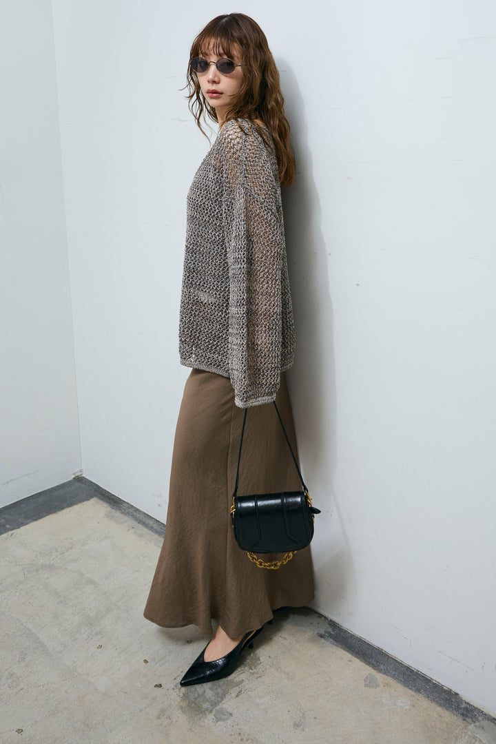 [予約]メッシュ編みキャミセットVネックプルオーバー