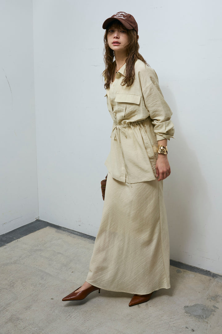 [予約/SET]リネンブレンドライトシアードロストシャツ+リネンブレンドロングナロースカート(2set)
