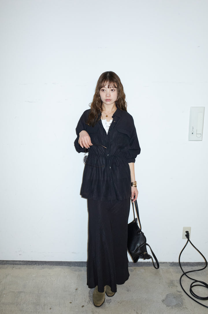 [予約/SET]リネンブレンドライトシアードロストシャツ+リネンブレンドロングナロースカート(2set)