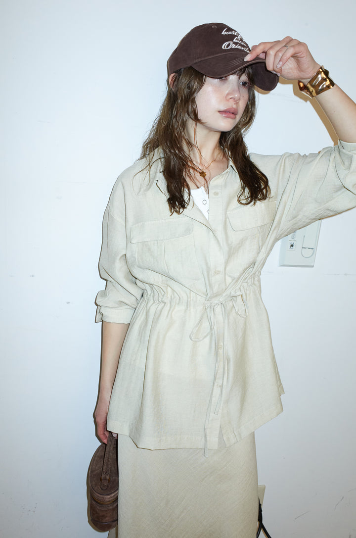 [予約/SET]リネンブレンドライトシアードロストシャツ+リネンブレンドロングナロースカート(2set)
