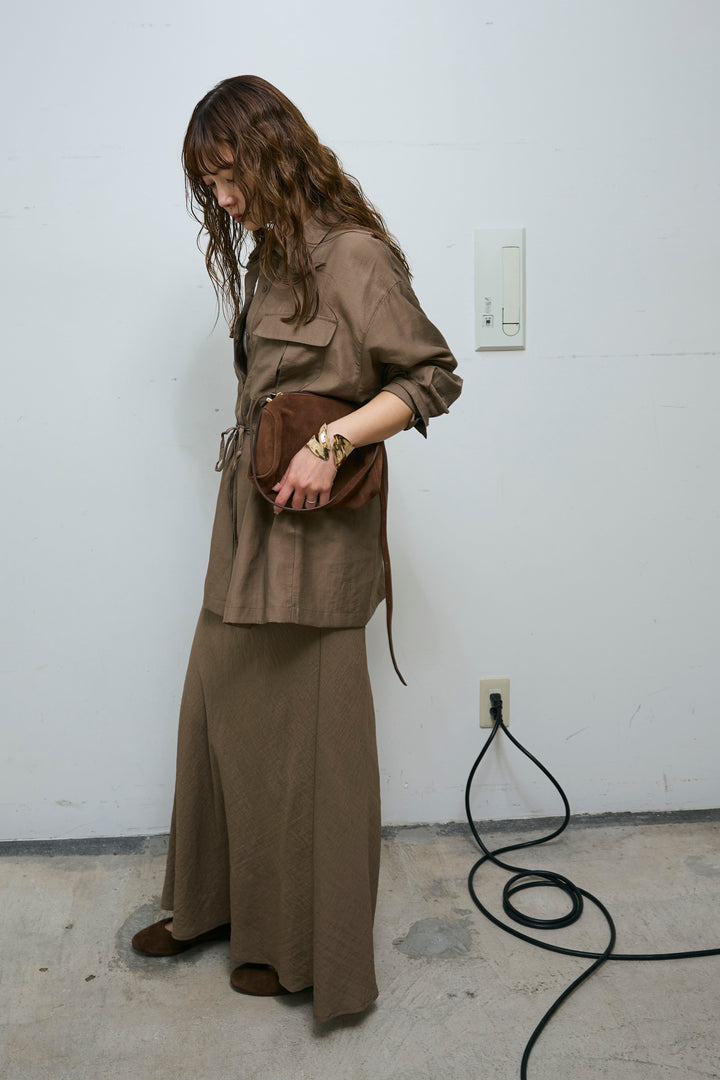 [予約/SET]リネンブレンドライトシアードロストシャツ+リネンブレンドロングナロースカート(2set)
