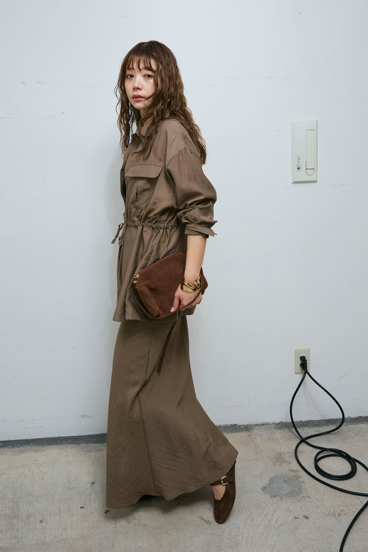 [予約/SET]リネンブレンドライトシアードロストシャツ+リネンブレンドロングナロースカート(2set)