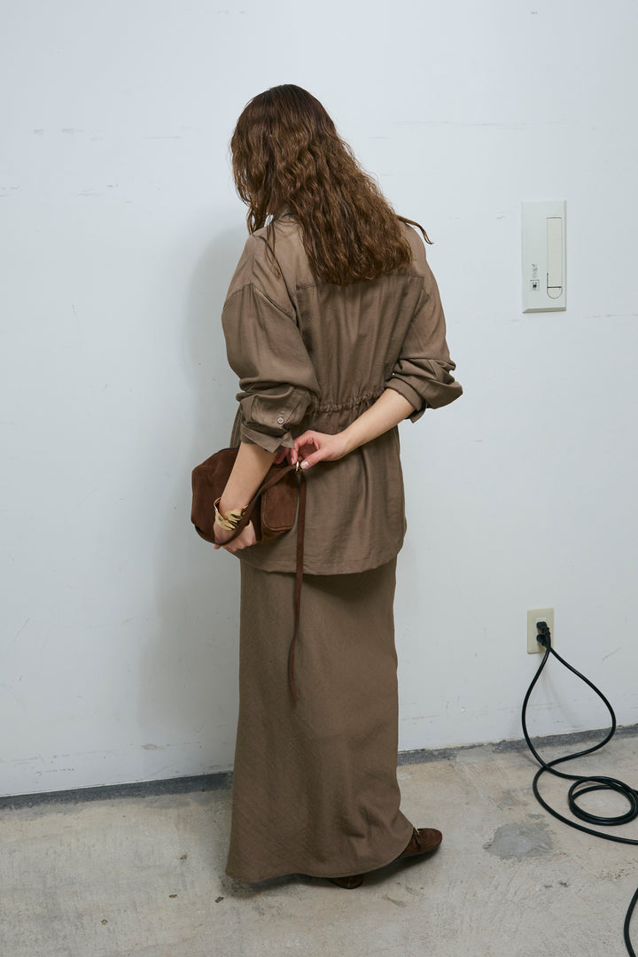 [予約/SET]リネンブレンドライトシアードロストシャツ+リネンブレンドロングナロースカート(2set)