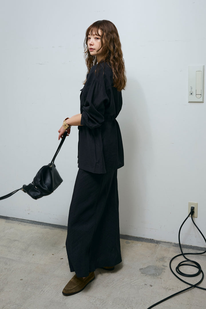 [予約/SET]リネンブレンドライトシアードロストシャツ+リネンブレンドロングナロースカート(2set)