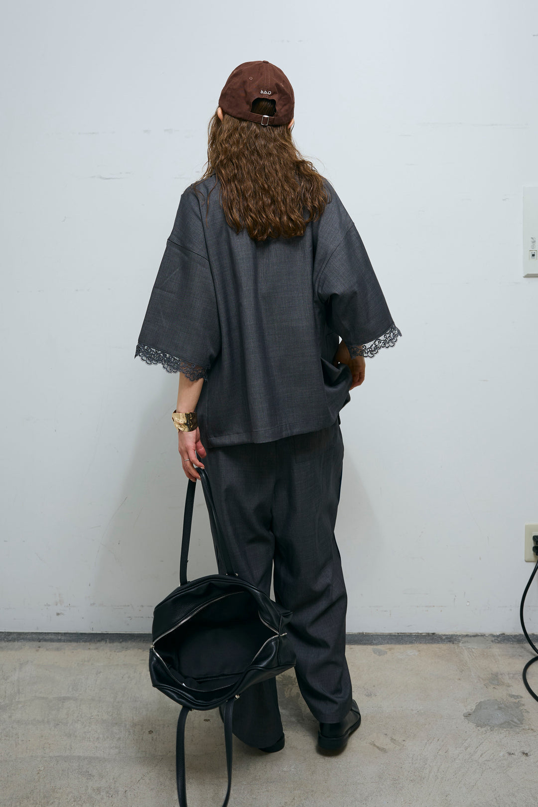 [予約/SET]袖レースハーフスリーブジャケット+サイド配色パンツ(2set)