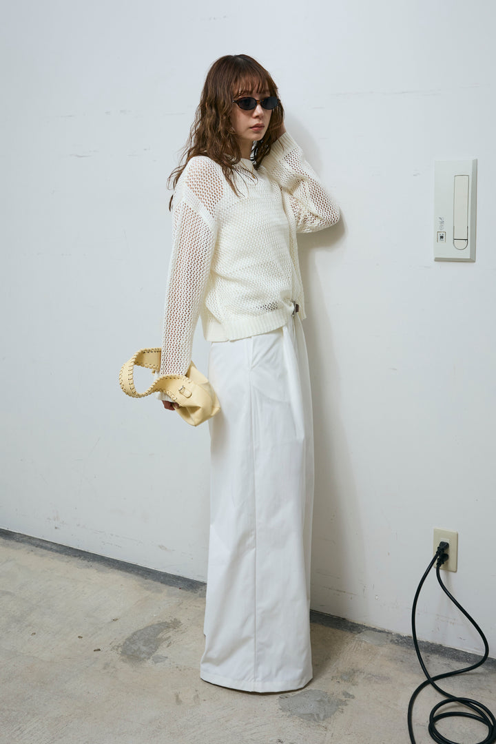 [予約/SET]メッシュニットプルオーバー+ハイウエストタックワイドパンツ(2set)