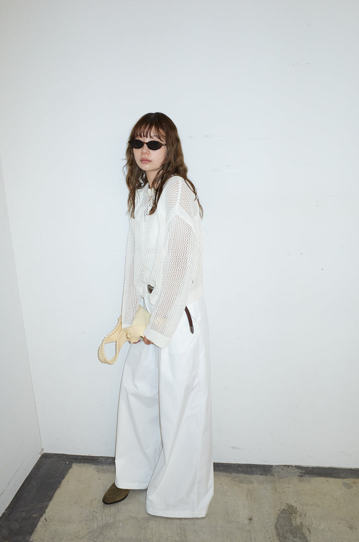 [予約/SET]メッシュニットプルオーバー+ハイウエストタックワイドパンツ(2set)