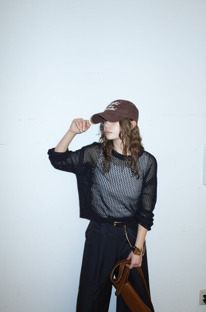 [予約/SET]メッシュニットプルオーバー+ハイウエストタックワイドパンツ(2set)