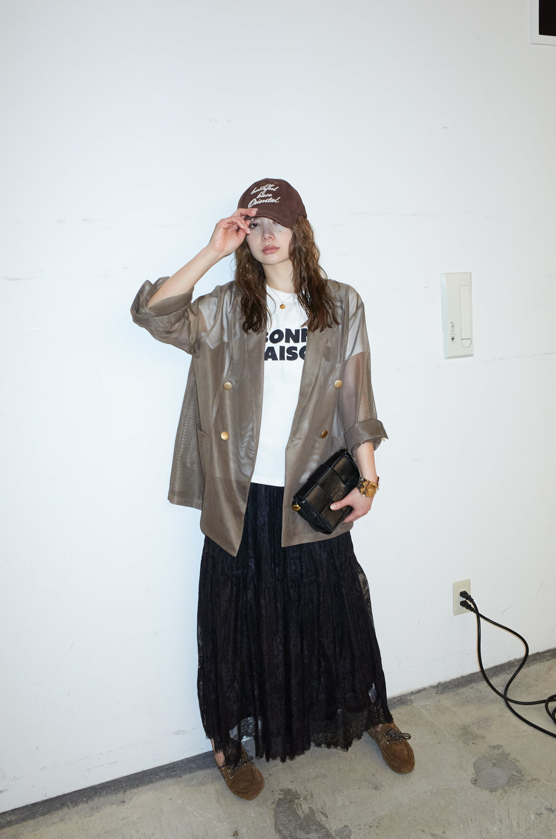 [予約/SET]シアーダブルテーラードJK+レース 切替ロングスカート(2set)