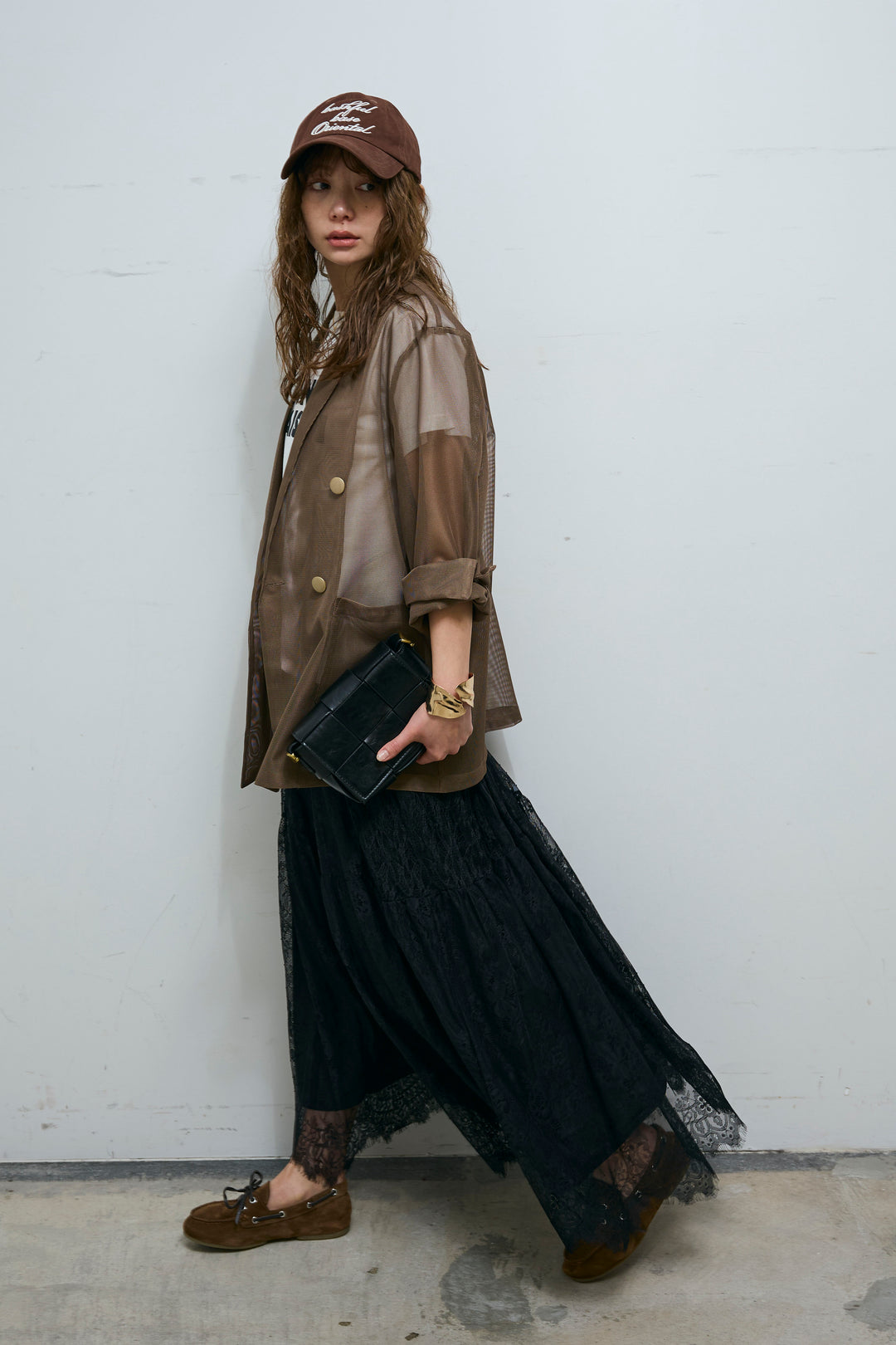 [予約/SET]シアーダブルテーラードJK+レース 切替ロングスカート(2set)