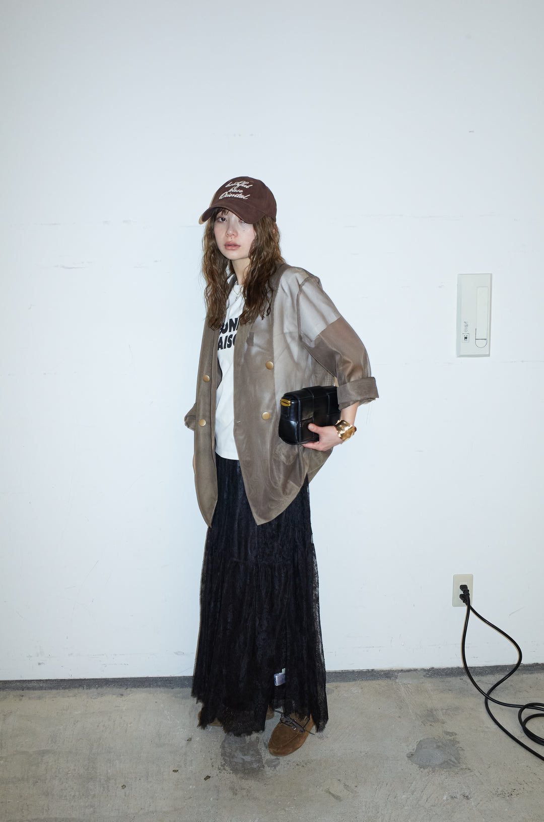 [予約/SET]シアーダブルテーラードJK+レース 切替ロングスカート(2set)