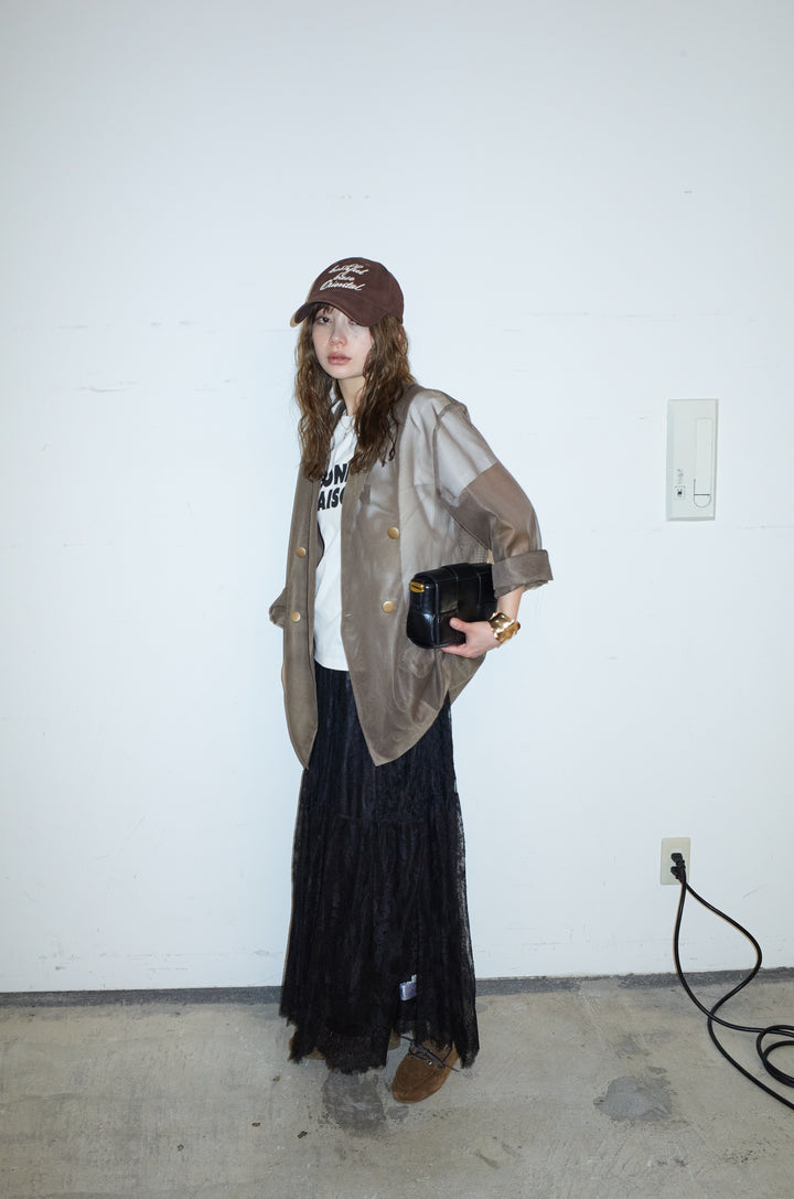 [予約/SET]シアーダブルテーラードJK+レース 切替ロングスカート(2set)