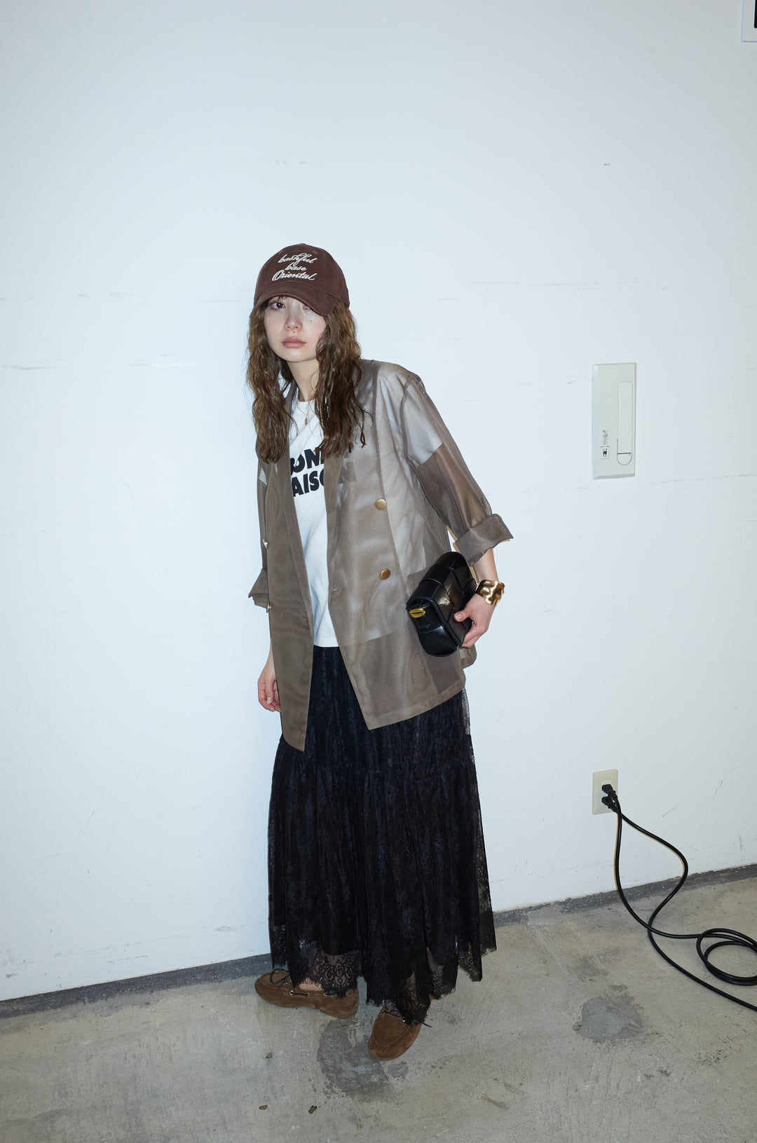 [予約/SET]シアーダブルテーラードJK+レース 切替ロングスカート(2set)