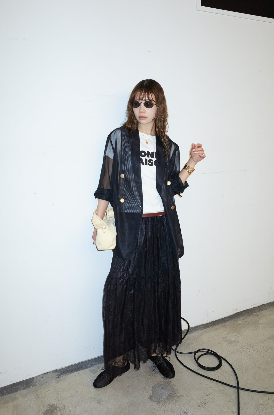 [予約/SET]シアーダブルテーラードJK+レース 切替ロングスカート(2set)