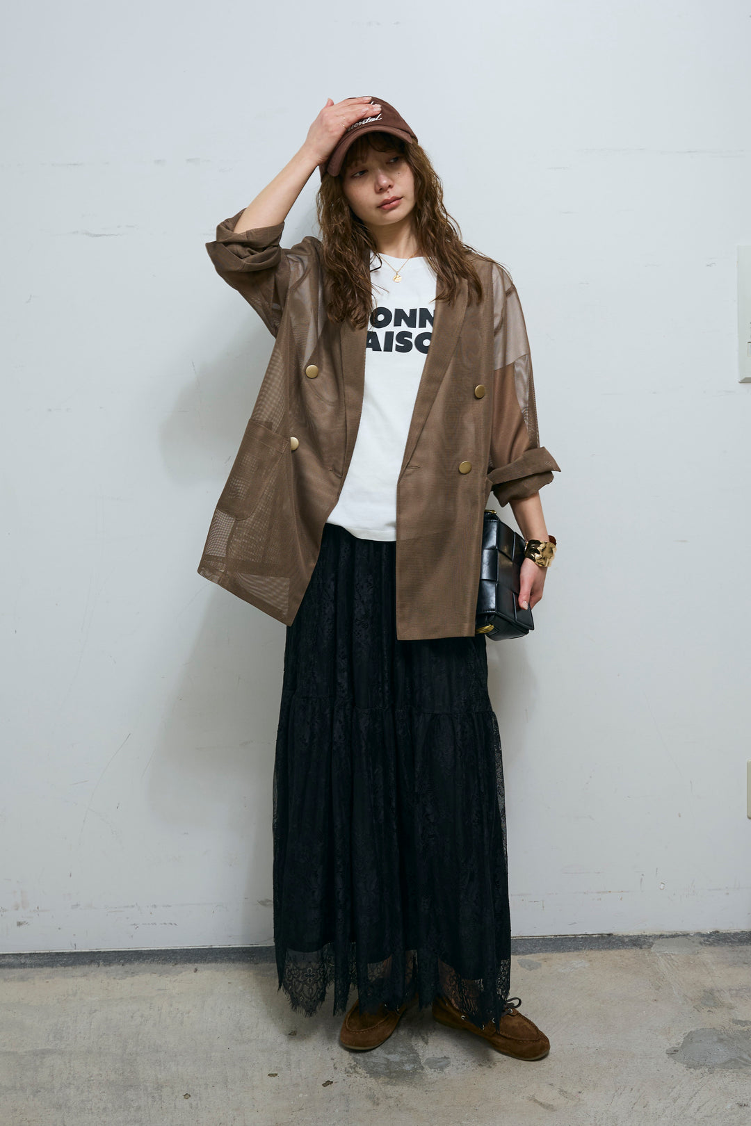 [予約/SET]シアーダブルテーラードJK+レース 切替ロングスカート(2set)