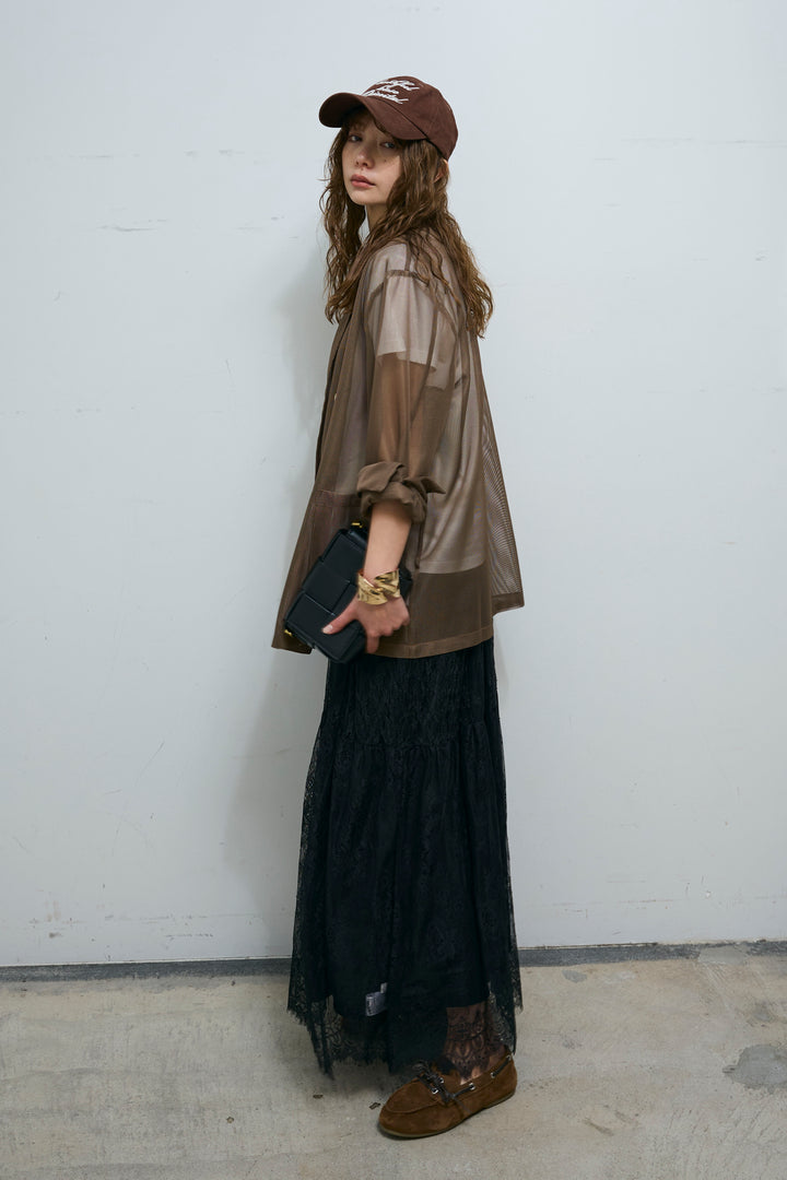 [予約/SET]シアーダブルテーラードJK+レース 切替ロングスカート(2set)