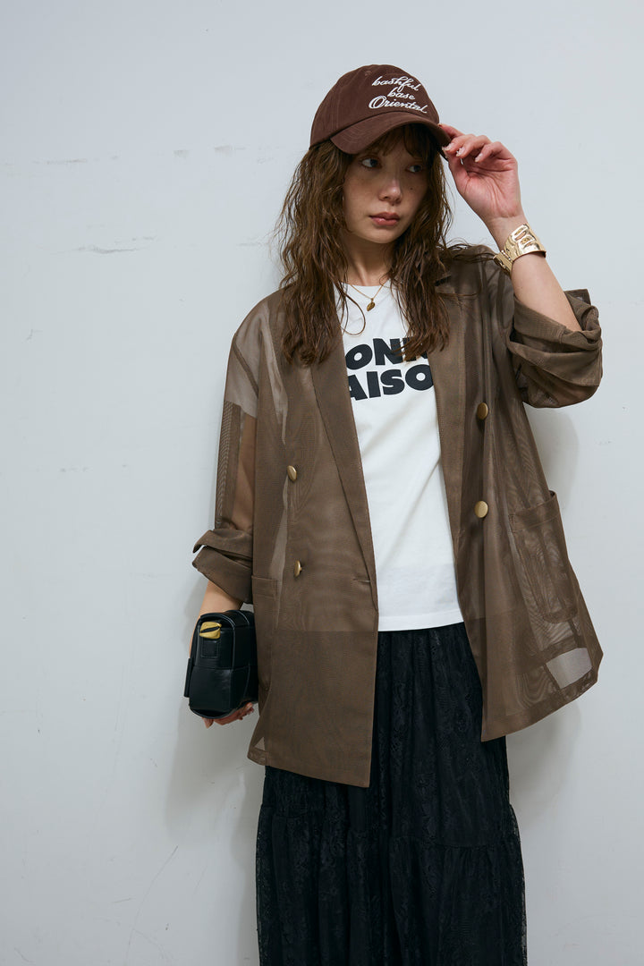 [予約/SET]シアーダブルテーラードJK+レース 切替ロングスカート(2set)