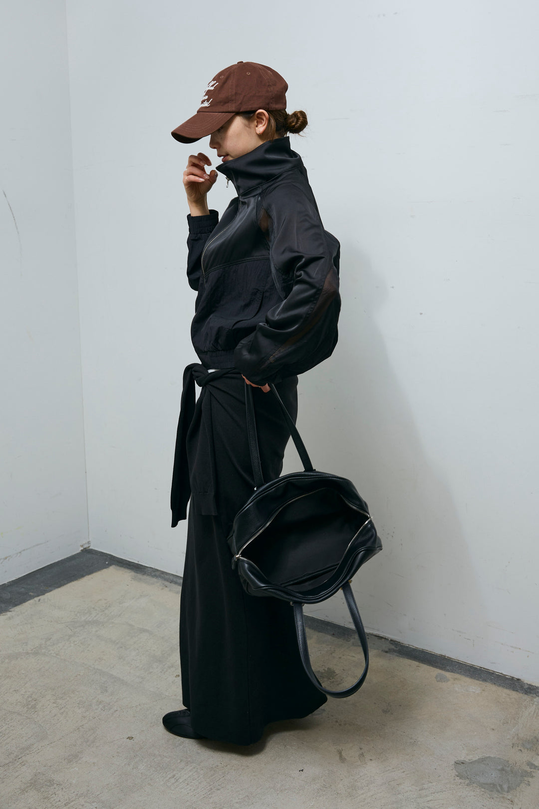 [予約/SET]シアー素材切替ZIPブルゾン+フェイクレイヤードニットスカート(2set)