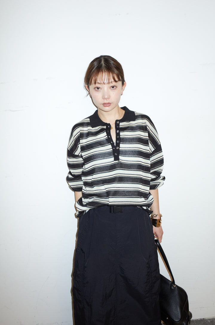 [予約/SET]ボーダーシアーポロプルオーバー+接触冷感UVカット撥水機能付きナイロンスカート(2set)