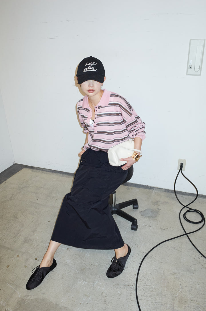 [予約/SET]ボーダーシアーポロプルオーバー+接触冷感UVカット撥水機能付きナイロンスカート(2set)