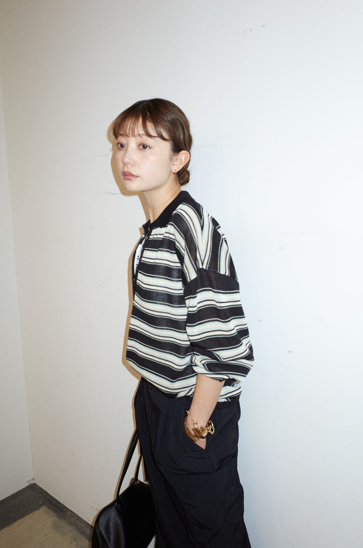 [予約/SET]ボーダーシアーポロプルオーバー+接触冷感UVカット撥水機能付きナイロンスカート(2set)