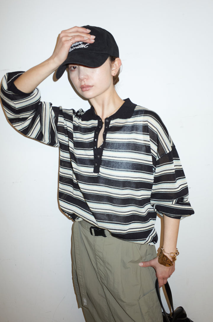 [予約/SET]ボーダーシアーポロプルオーバー+接触冷感UVカット撥水機能付きナイロンスカート(2set)