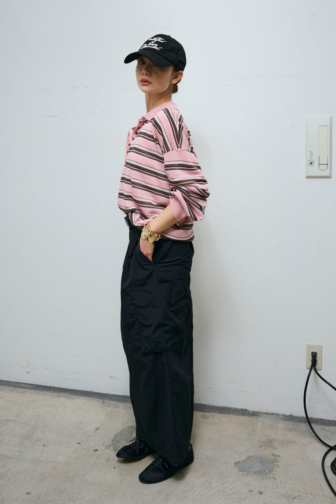 [予約/SET]ボーダーシアーポロプルオーバー+接触冷感UVカット撥水機能付きナイロンスカート(2set)