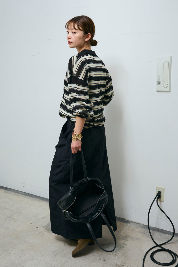 [予約/SET]ボーダーシアーポロプルオーバー+接触冷感UVカット撥水機能付きナイロンスカート(2set)