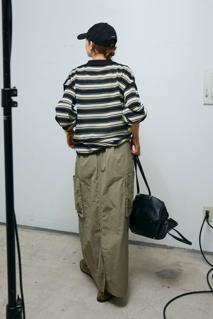 [予約/SET]ボーダーシアーポロプルオーバー+接触冷感UVカット撥水機能付きナイロンスカート(2set)