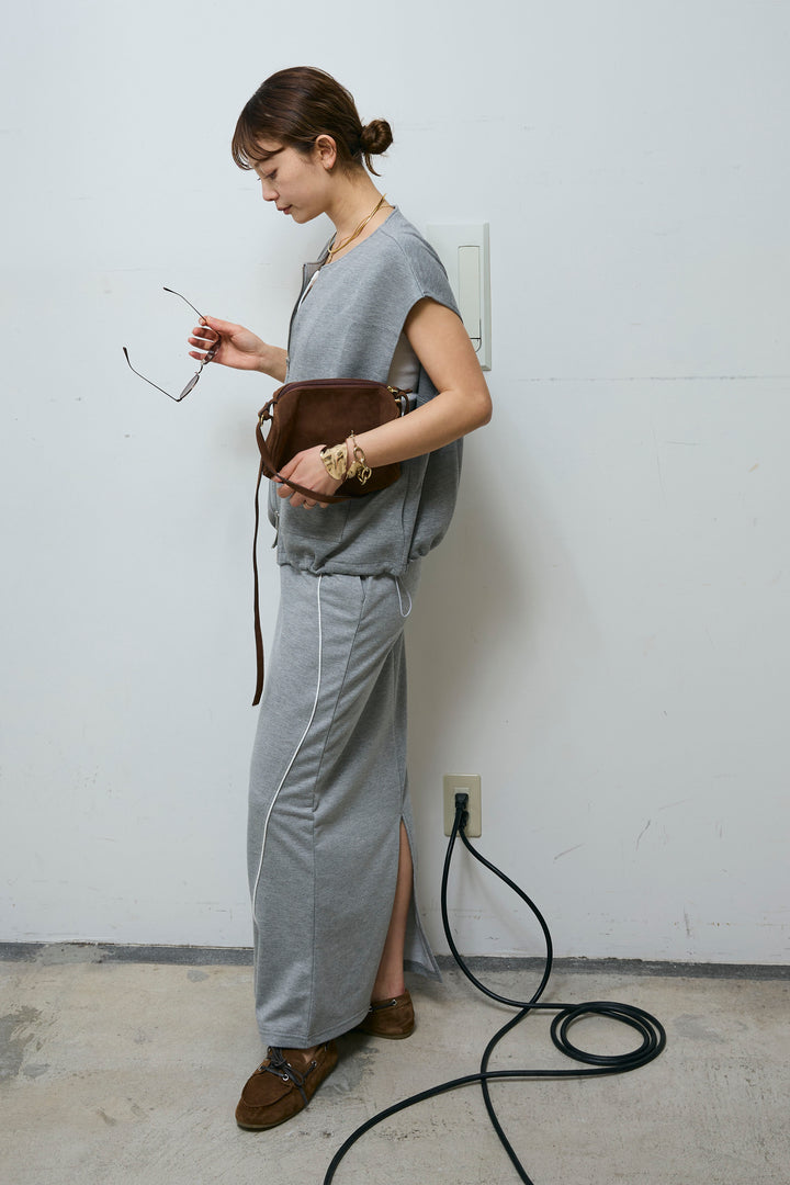 [予約/SET]ボンディング生地ジップベスト+ミニ裏毛ライン入りSK(2set)