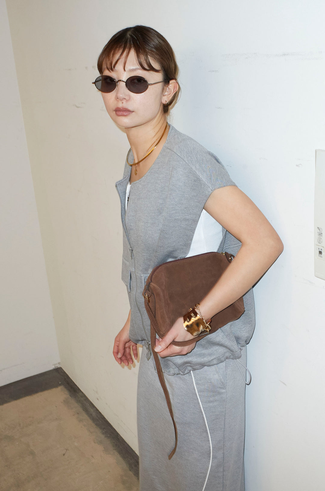 [予約]ボンディング生地ジップベスト