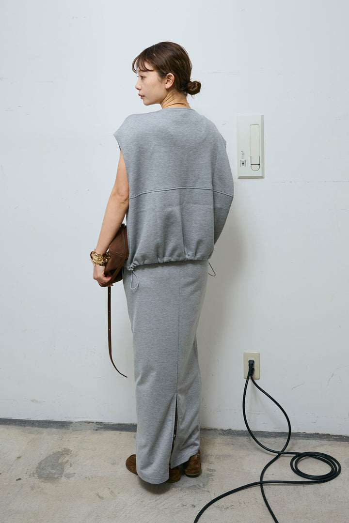 [予約/SET]ボンディング生地ジップベスト+ミニ裏毛ライン入りSK(2set)