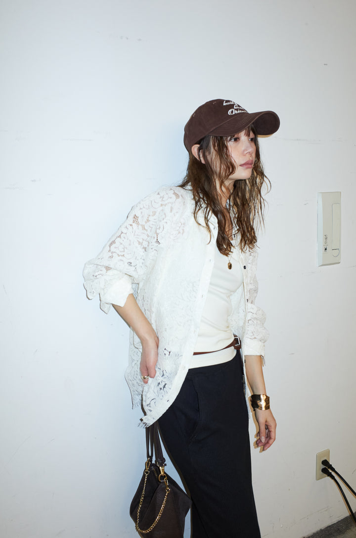 [予約/SET]裾スカラップレースシャツ+リブカットスカート(2set)