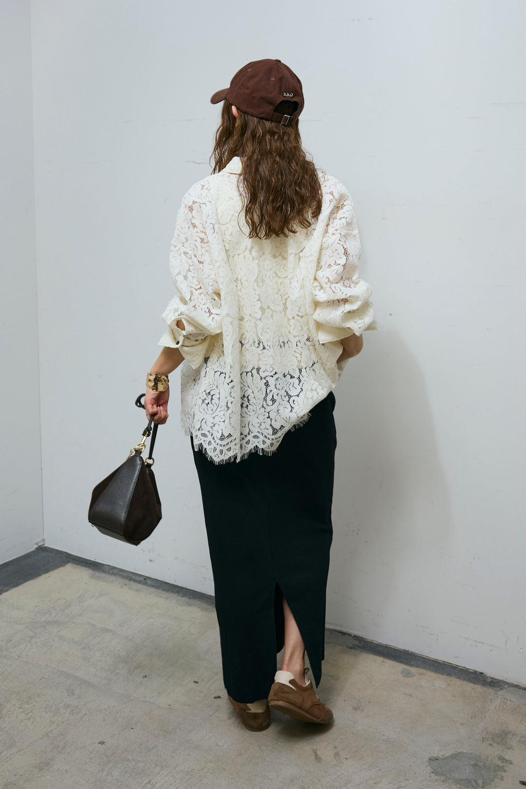 [予約/SET]裾スカラップレースシャツ+リブカットスカート(2set)