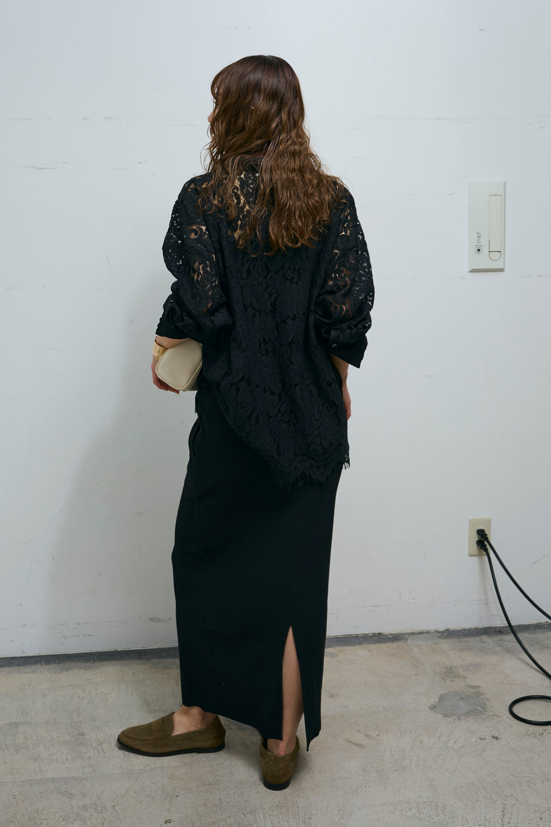 [予約/SET]裾スカラップレースシャツ+リブカットスカート(2set)