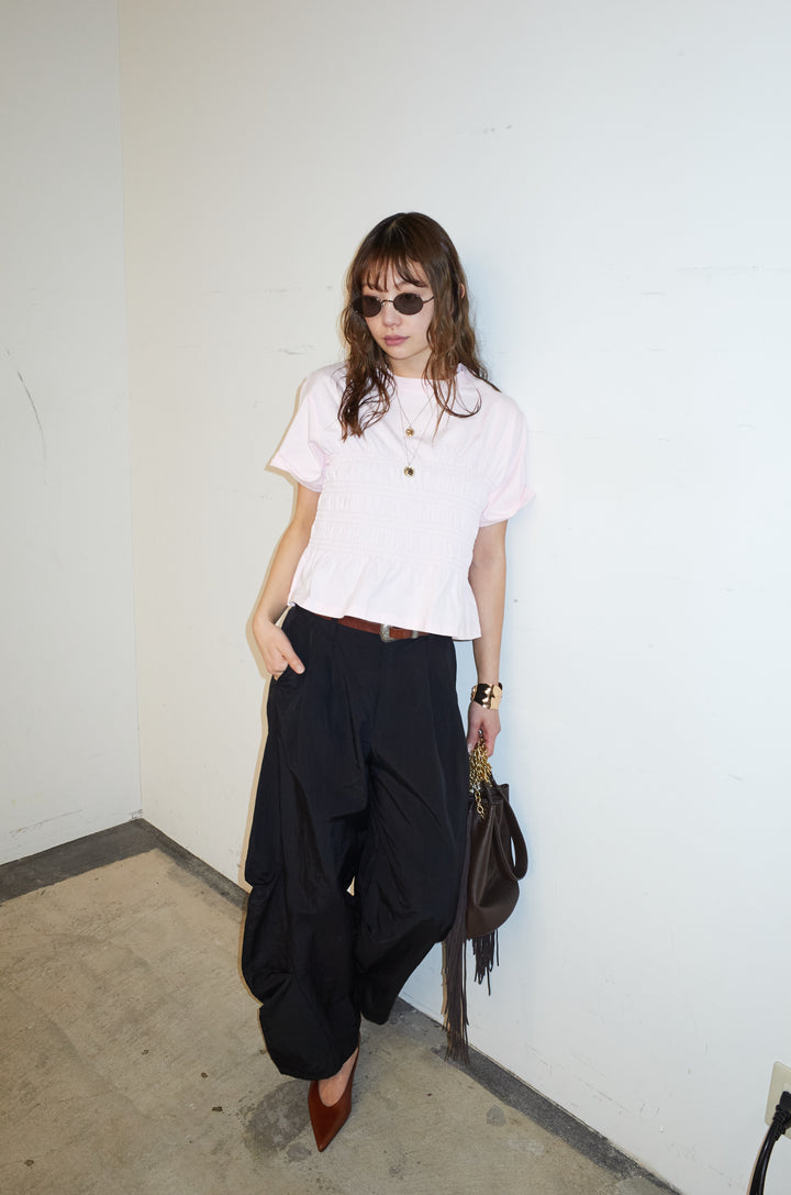 [予約/SET]シャーリングT+ドライタフタバレルレッグパンツ(2set)