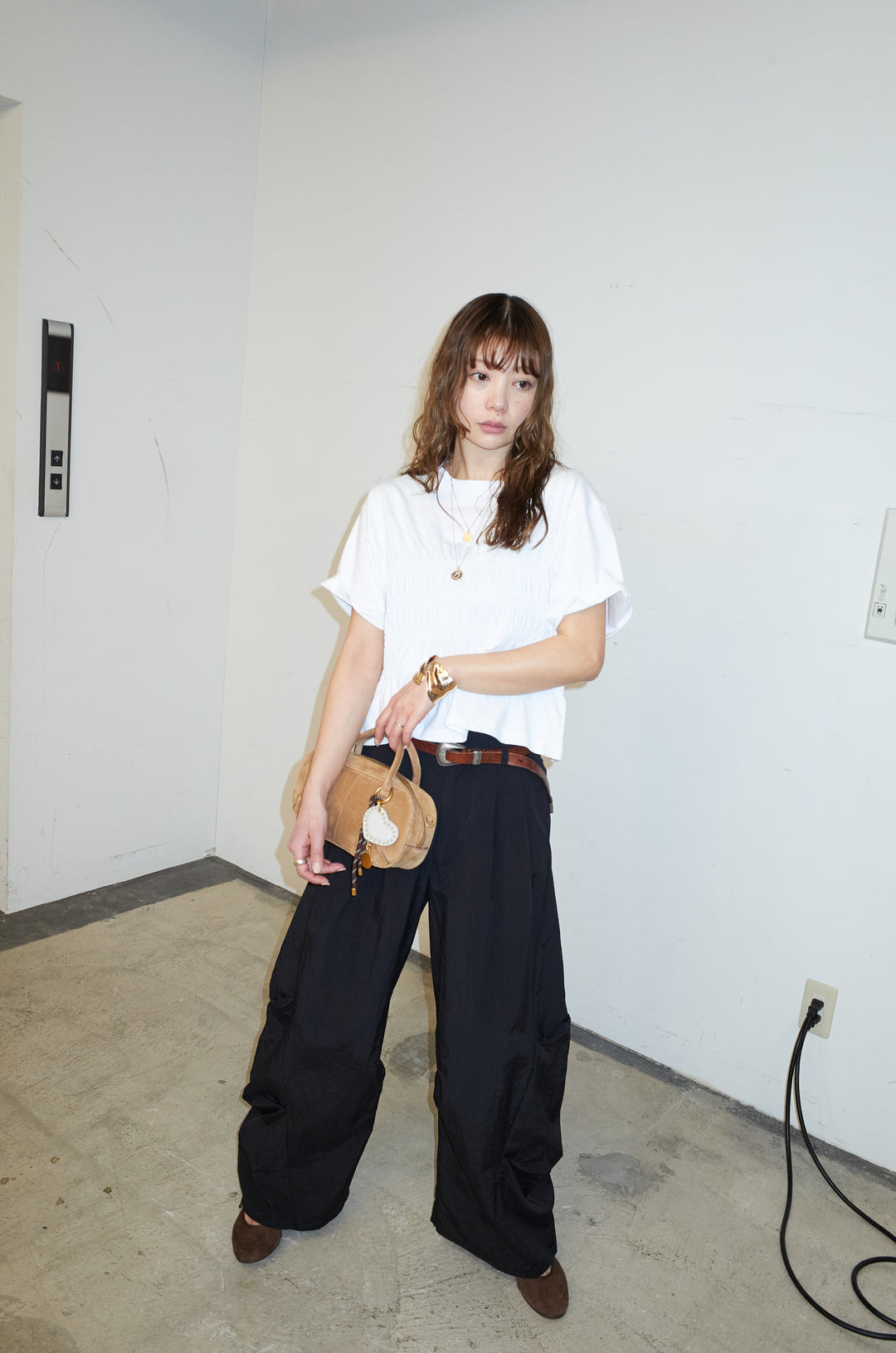 [予約/SET]シャーリングT+ドライタフタバレルレッグパンツ(2set)