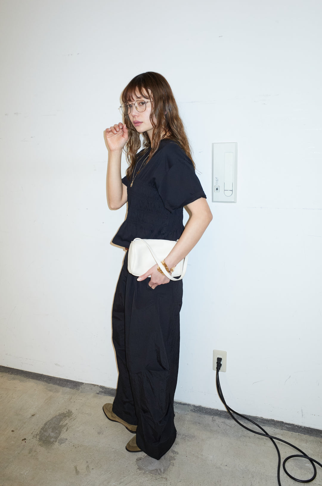 [予約/SET]シャーリングT+ドライタフタバレルレッグパンツ(2set)