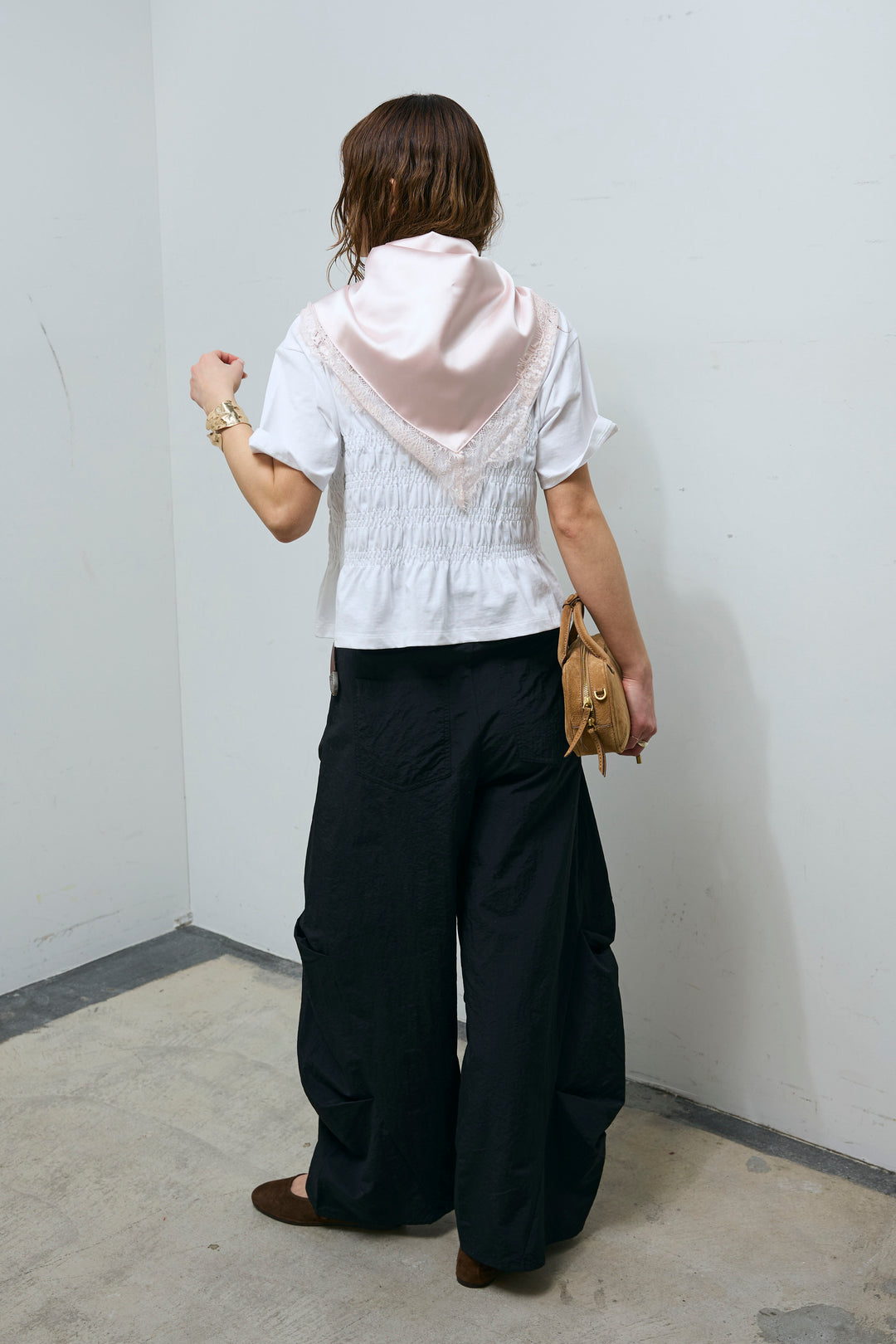 [予約/SET]シャーリングT+ドライタフタバレルレッグパンツ(2set)