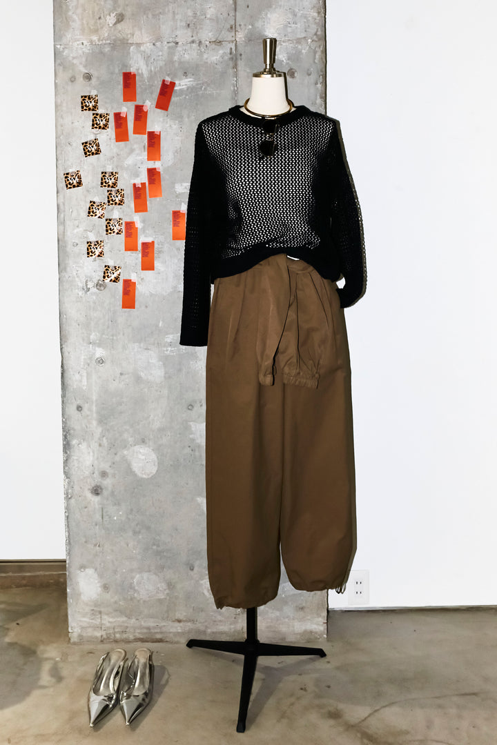 [予約/SET]メッシュニットプルオーバー+合繊ツイルスタンドウエストラップジョガーPT(2set)