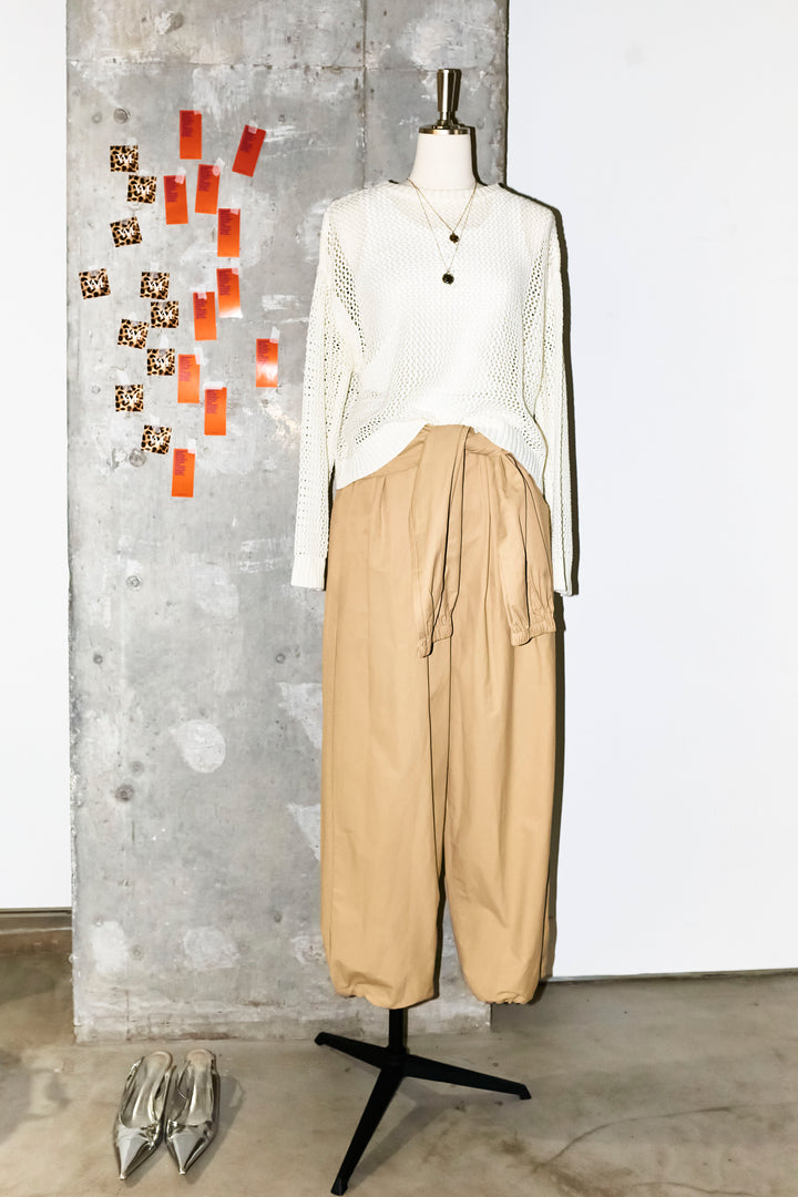 [予約/SET]メッシュニットプルオーバー+合繊ツイルスタンドウエストラップジョガーPT(2set)