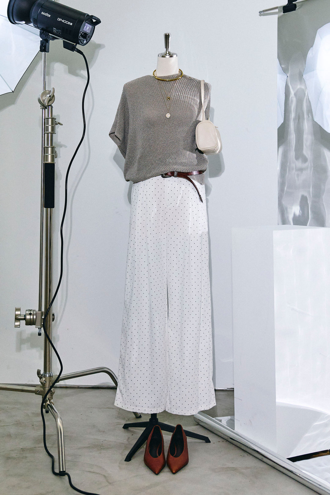 [予約/SET]アシメニットPO+ドットワイドパンツ(2set)