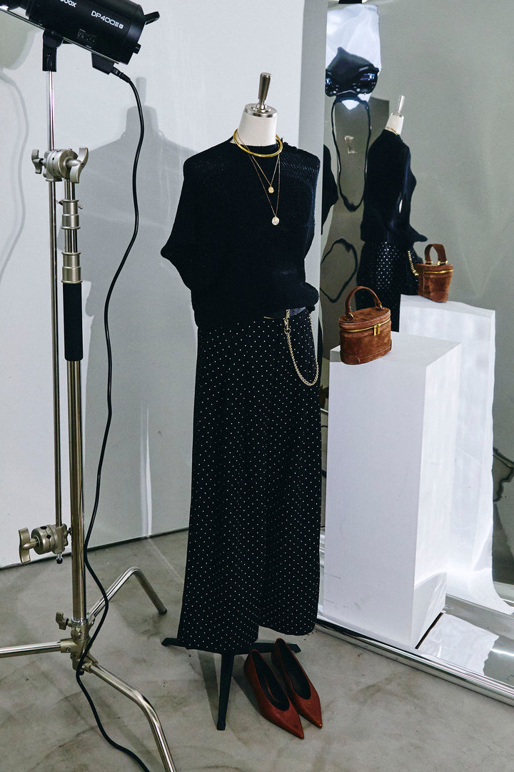 [予約/SET]アシメニットPO+ドットワイドパンツ(2set)