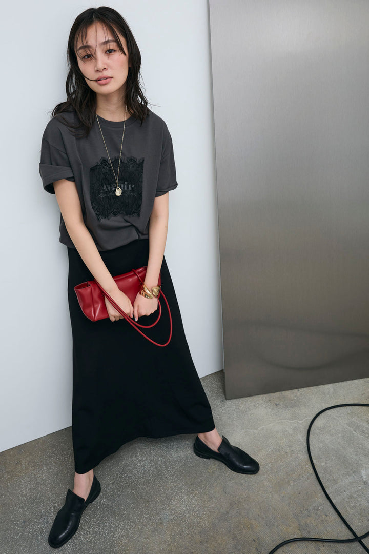 [予約/SET]cooltouchレースロゴ刺繍Tシャツ+ダブルフェイスジャージースカート(2set)