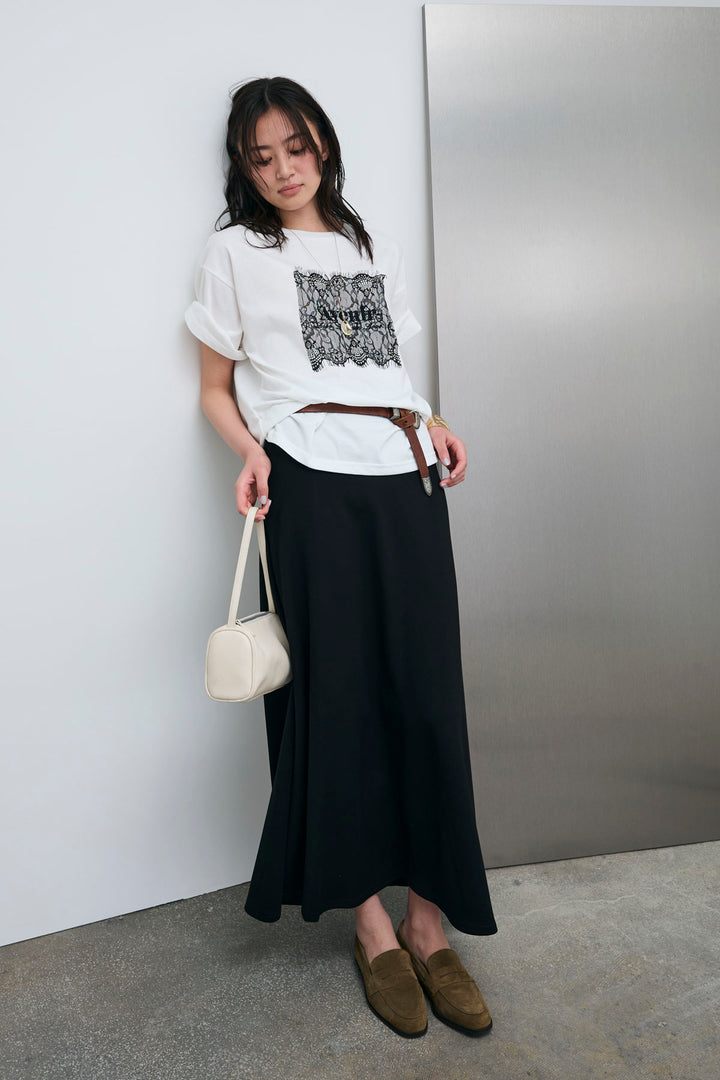 [予約/SET]cooltouchレースロゴ刺繍Tシャツ+ダブルフェイスジャージースカート(2set)