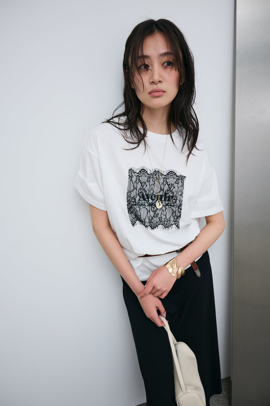 [予約/SET]cooltouchレースロゴ刺繍Tシャツ+ダブルフェイスジャージースカート(2set)