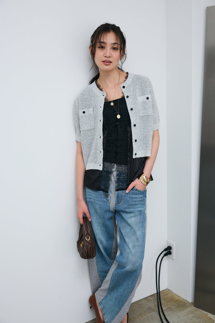 [予約]フロントポケットハーフスリーブカーディガン