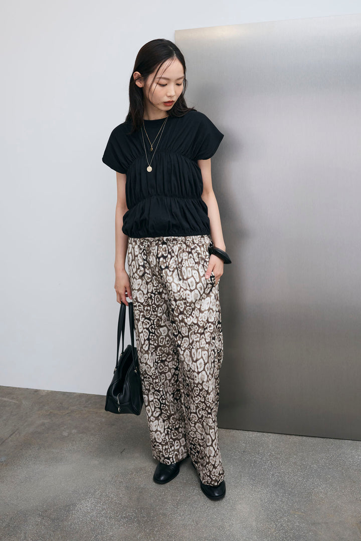 [予約/SET]シャーリングTシャツ+レオパードルーズパンツ(2set)